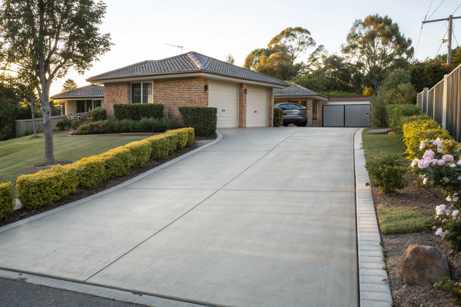 Freshly poured concrete driveway at a Hervey Bay home