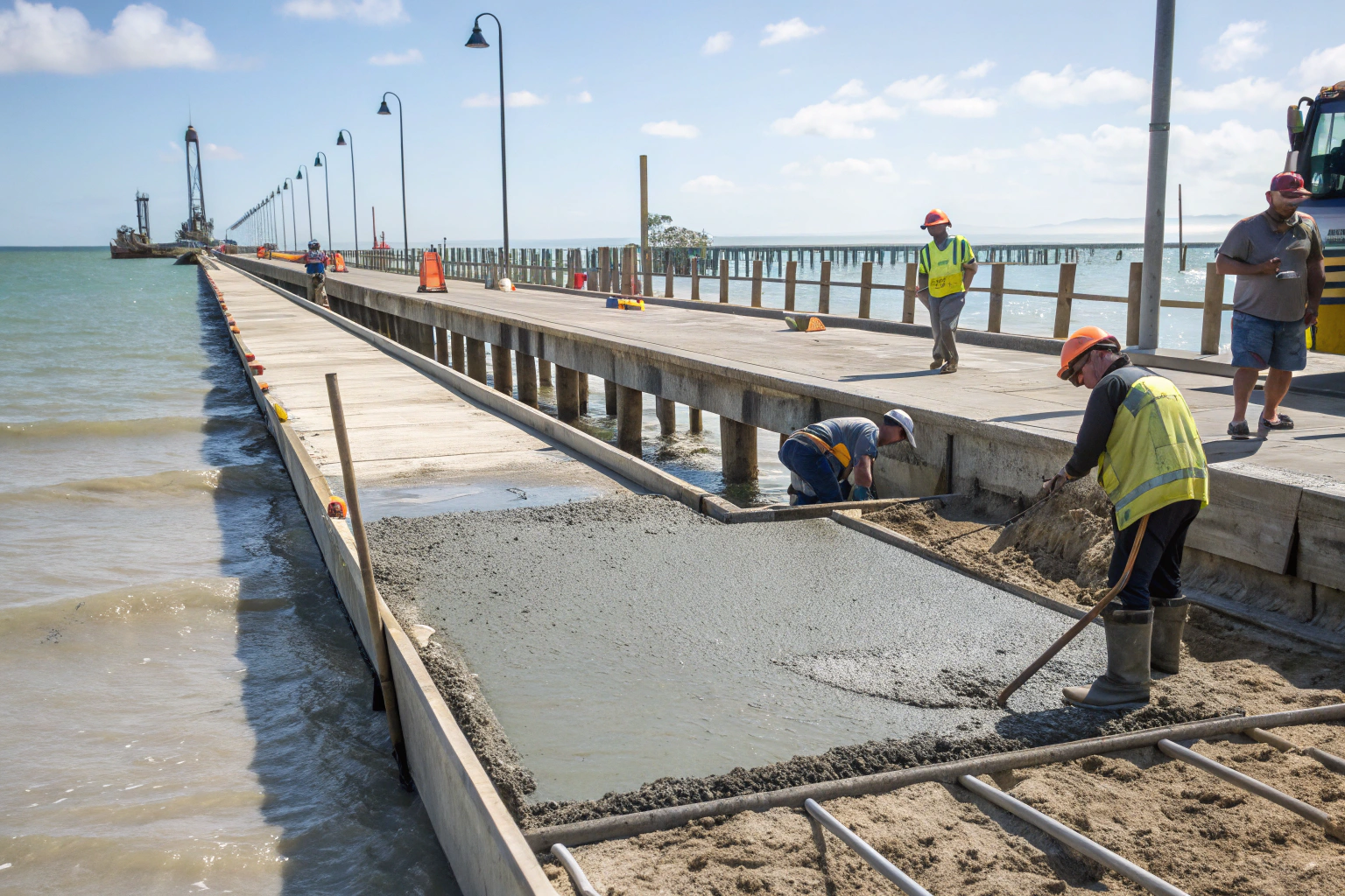 Marine-exposure concrete supply for coastal Hervey Bay work near the waterfront