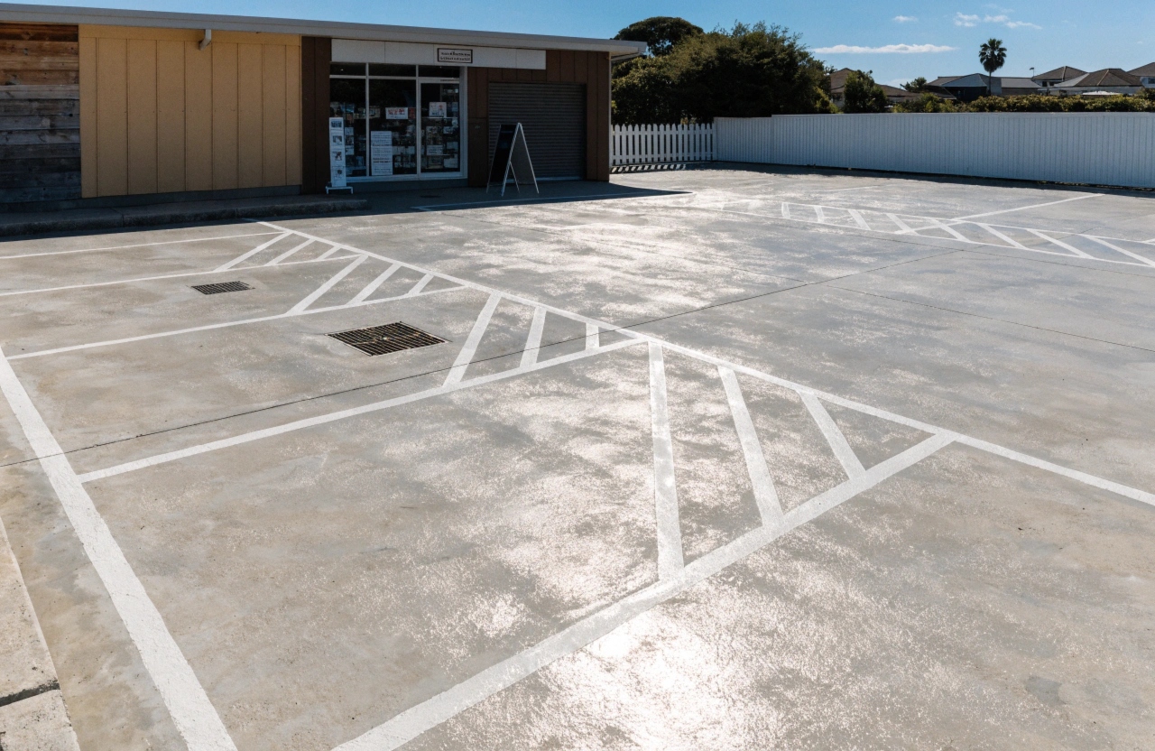Commercial concrete carpark installed by concreters in Pialba Hervey Bay